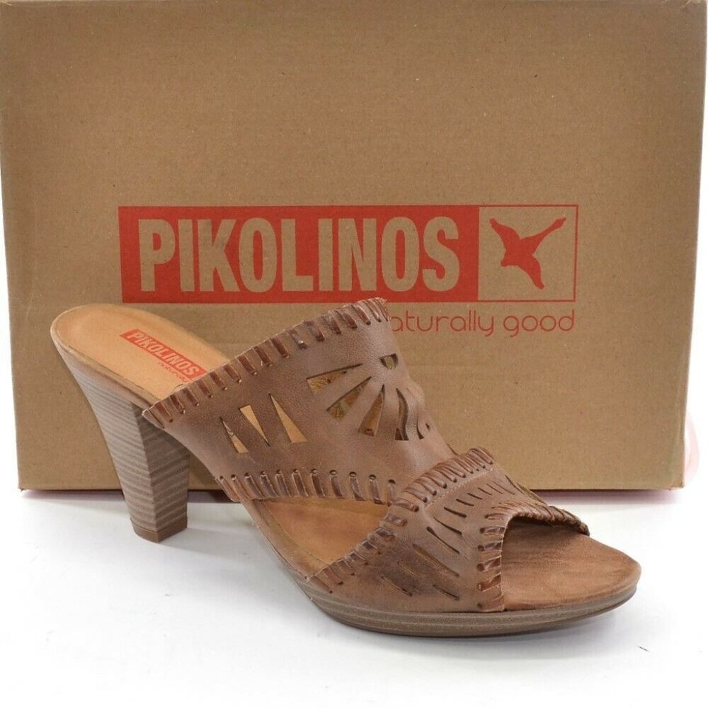 Pikolinos Altea Brown Cutout Slide Heel Sandals 42